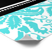 Seekarte 8 Tische Aqua Black Damask Poster (Ecke)