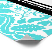 Seekarte 8 Tische Black Aqua Damask Poster (Ecke)
