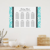 Seekarte 8 Tische Black Aqua Damask Poster (Küche)