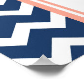 Seekarte 8 Tische Korallenblau Zickzack Poster (Ecke)