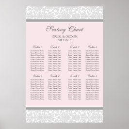 Seekarte 8 Tische Rosa graue Damaskus Poster