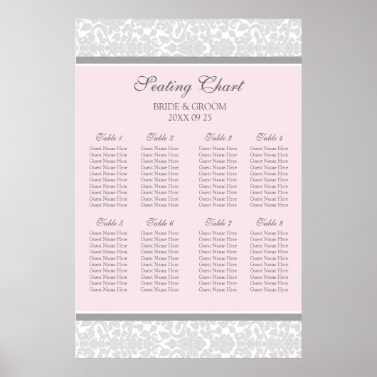 Seekarte 8 Tische Rosa graue Damaskus Poster (Vorne)