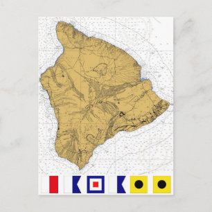 Seekarte auf Hawaii Island Postkarte