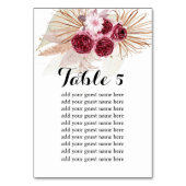 Seekarte Boho Burgundy Pampas Grass Tischnummer (Vorderseite)