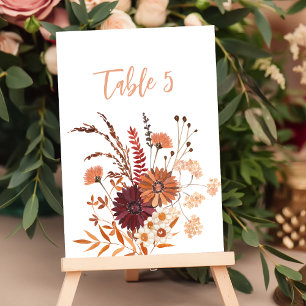 Seekarte Boho Fall rostbordeauxrot Tischnummer