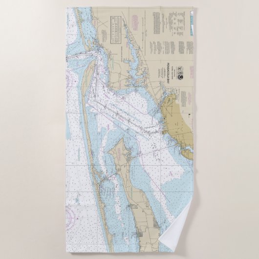 Seekarte der Bucht von Pensacola 11383 Strandtuch (Vorderseite)