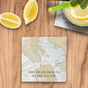 🧭 Seekarte der Bucht von San Francisco Steinuntersetzer