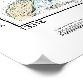 Seekarte der französischen Bucht und der Mount-Wüs Poster (Ecke)