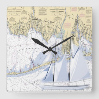 Seekarte der Long Islanduhr Quadratische Wanduhr