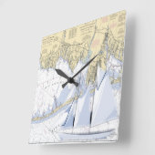 Seekarte der Long Islanduhr Quadratische Wanduhr (Winkel)