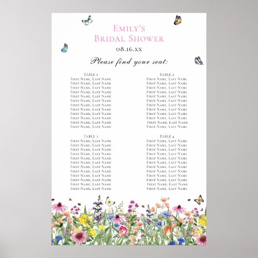 Seekarte der Sommersitzungen in der Wildblume Poster (Vorne)