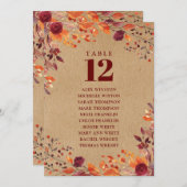 Seekarte der Tischnummer Rustic Fall Floral (Vorne/Hinten)