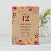 Seekarte der Tischnummer Rustic Fall Floral (Stehend Vorderseite)