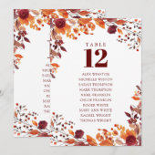 Seekarte der Tischnummer Rustic Fall Floral (Vorne/Hinten)