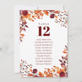 Seekarte der Tischnummer Rustic Fall Floral