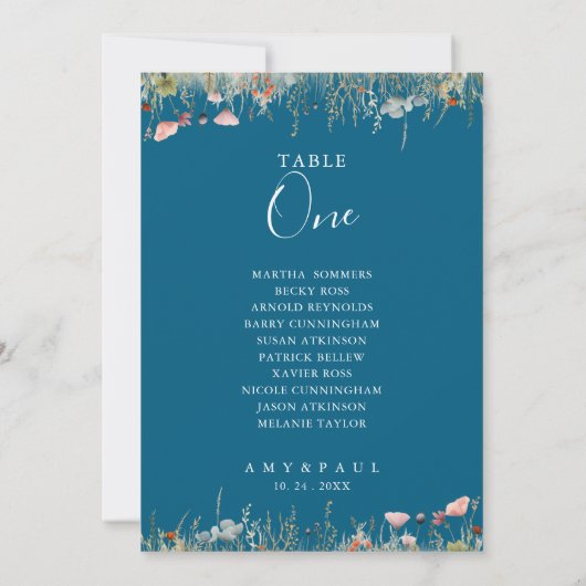 Seekarte der Wildblume Navy Bliss Tischnummer 1 (Rückseite)