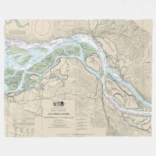 Seekarte des Columbia River 18523 Fleecedecke (Vorderseite (Horizontal))