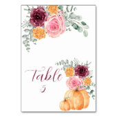 Seekarte fallen Pumpkin Burgundy Blush Pink Tischnummer (Rückseite)