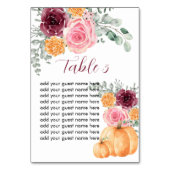 Seekarte fallen Pumpkin Burgundy Blush Pink Tischnummer (Vorderseite)