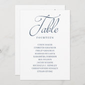 Seekarte für blaue Script-Tischnummern Einladung (Vorne/Hinten)