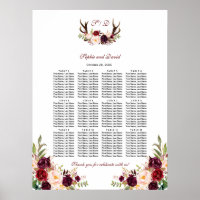 Seekarte für Burgundy Marsala Floral Antlers