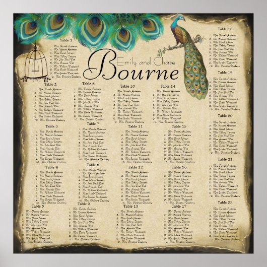 Seekarte für den Empfang von Peacock Feather Bird Poster (Vorne)