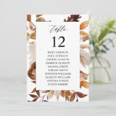 Seekarte für die Beige Fall Floral Tischnummer (Stehend Vorderseite)