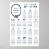 Seekarte für die Hochzeit von Nautic Rope 18 Tabel Poster (Vorne)