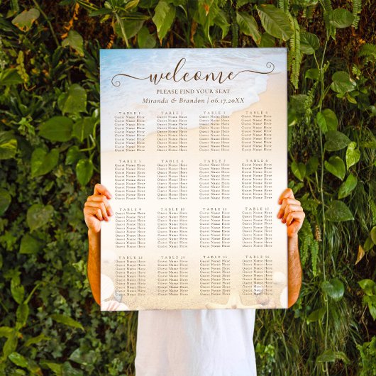 Seekarte für die Hochzeitsfeiern am tropischen Str Poster