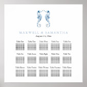 Seekarte für Hochzeiten am Strand Elegantes blaues Poster (Vorne)