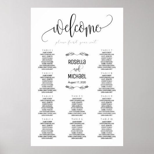 Seekarte für Hochzeiten - Bitte suchen Sie Ihren S Poster (Vorne)