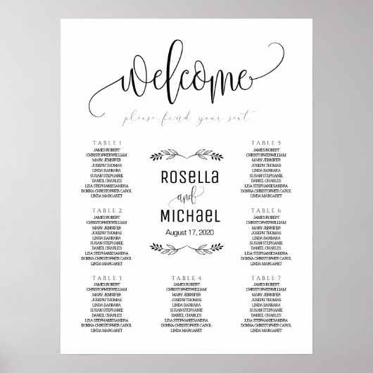 Seekarte für Hochzeiten - Bitte suchen Sie Ihren S Poster (Vorne)