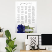 Seekarte für Hochzeiten in Navy Blue Rose Poster (Heimbüro)