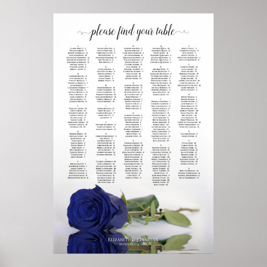 Seekarte für Hochzeiten in Navy Blue Rose Poster (Vorne)