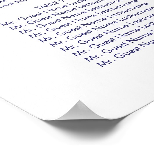 Seekarte für Hochzeiten von Gold Navy und White Fl Poster (Ecke)