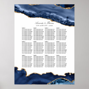 Seekarte für Hochzeiten von Marine und Gold Agate Poster