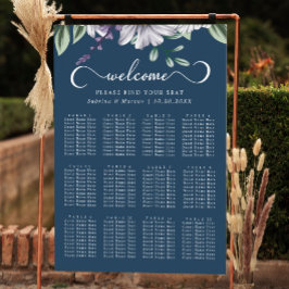 Seekarte für Hochzeitssitze in blauem Blütenzellen Poster