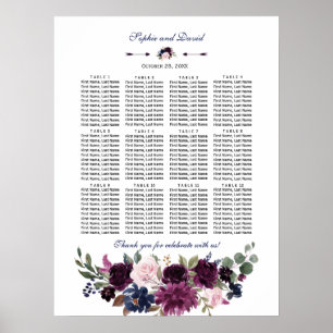 Seekarte für Hochzeitssitze in Lavender Navy Poster