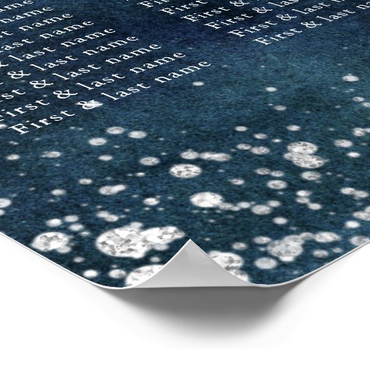 Seekarte für Hochzeitssitze in Navy Blue Watercolo Poster (Ecke)