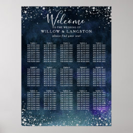 Seekarte für Hochzeitssitze in Navy Blue Watercolo Poster