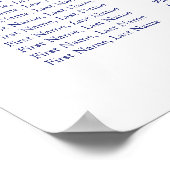 Seekarte für Hochzeitssitze in Navy und Blush Poster (Ecke)