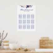 Seekarte für Hochzeitssitze in Navy und Blush Poster (Küche)