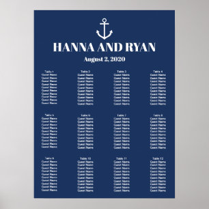 Seekarte für Hochzeitsstifte der Nautischen Seeste Poster