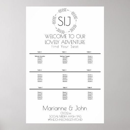 Seekarte für Minimalistische Wraath-Hochzeiten Poster (Vorne)