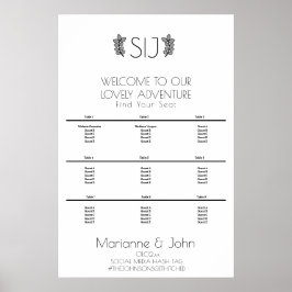 Seekarte für Minimalistische Wreath Orna-Hochzeits Poster