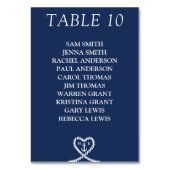 Seekarte für Nautic Blue Heart Monogram Tischnummer (Vorderseite)