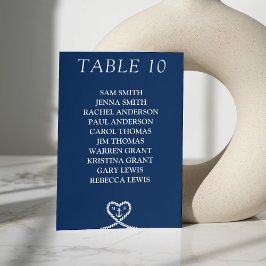 Seekarte für Nautic Blue Heart Monogram Tischnummer