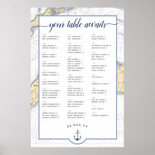 Seekarte für Nautische Hochzeiten Martha's Viney Poster