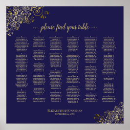 Seekarte für Navy Blue & Gold Lace Alphabetic Poster