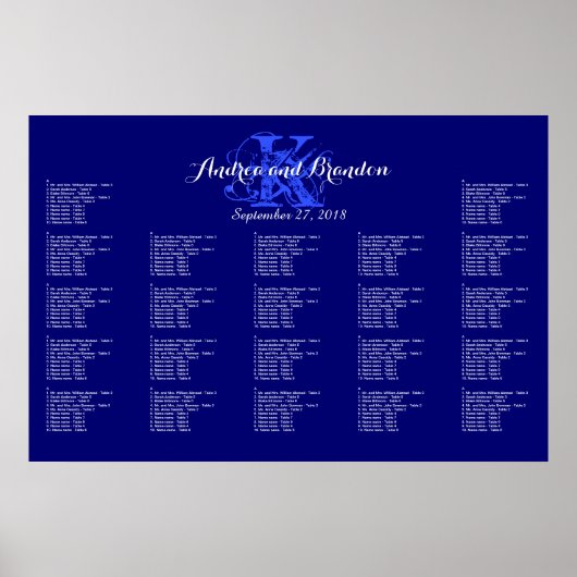 Seekarte für Navy Blue Monogram Poster (Vorne)